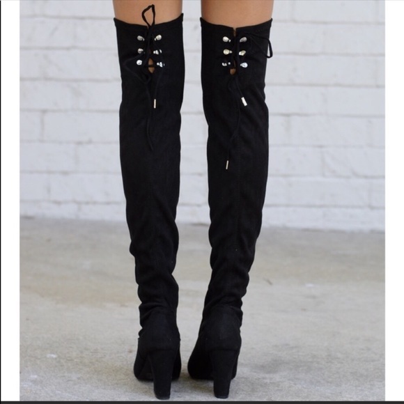 Vegan suede high heel boots - Picture 6 of 8